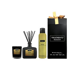 Dárková sada TREATMENTS® obsahující svíčku, difuzér 200 ml a sprchovou pěnu 200 ml - Giftbox Home & Body (DeLuxe) - Omani