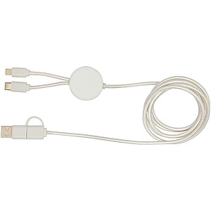 Datový synchronizační a rychlonabíjecí 27W kabel 5 v 1 z recyklovaného plastu o délce 150 cm, bílá
