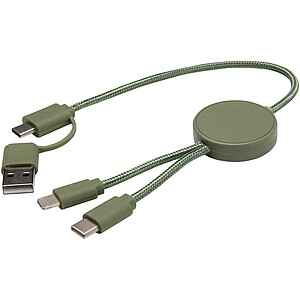 Datový synchronizační a rychlonabíjecí 27W kabel 5 v 1 z recyklovaného plastu o délce 30 cm, zelená