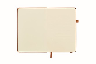 DEMIRO Linkovaný poznámkový blok v recyklovaných PU deskách, 192 stran, oranžová