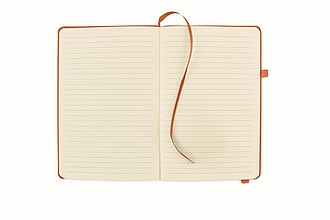 DEMIRO Linkovaný poznámkový blok v recyklovaných PU deskách, 192 stran, oranžová