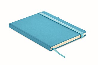 DEMIRO Linkovaný poznámkový blok v recyklovaných PU deskách, 192 stran, tyrkysová