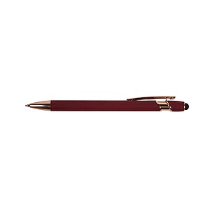 DIMADION Hliníkové pero so stylusom a detailmi vo farbe ružového zlata, modré náplň, červená