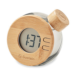 DORMIR Stolové hodiny s LCD displejom a bambusovými detailmi