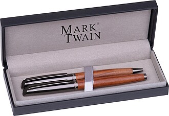 Dřevěná psací sada Mark Twain, hnědá