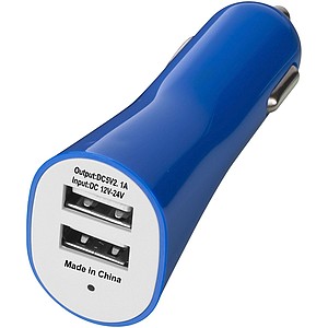 Duální autoadaptér se dvěma USB vstupy, královská modrá - reklamní předměty