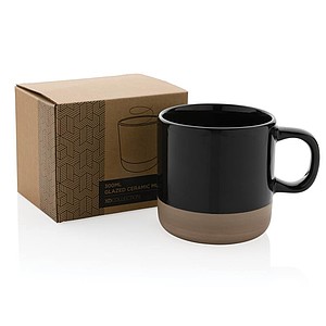 Dvojfarebný keramický hrnček, 360ml, čierny