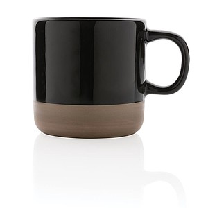 Dvojfarebný keramický hrnček, 360ml, čierny