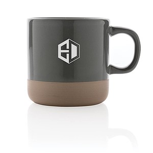 Dvojfarebný keramický hrnček, 360ml, sivý