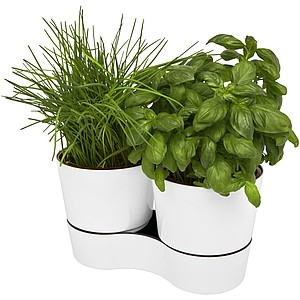 Dvojitý květináč do kuchyně na bylinky, bílý - reklamní předměty