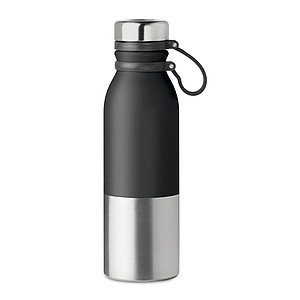 Dvojstenna nerezová fľaša so silikónovým obalom, 600 ml, strieborno-čierna