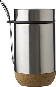 Dvojstenná nerezová termoska na jedlo, 400 ml, strieborná