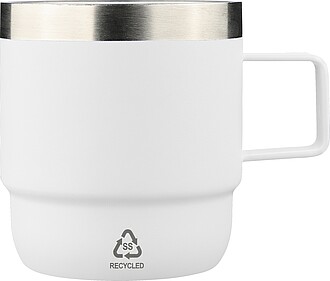 Dvojstenný hrnček z recyklovanej nehrdzavejúcej ocele, 180 ml, biela