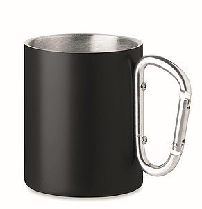 Dvojstenný kovový hrnček, 300 ml, čierny
