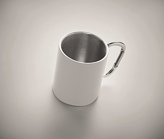 Dvojstěnný kovový hrnek, 300ml, bílý