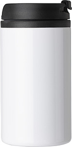 Dvojstenný termohrnček z nehrdzavejúcej ocele. Objem 300 ml. Biela.