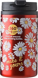 Dvojstenný termohrnček z nehrdzavejúcej ocele. Objem 300 ml. Červená.
