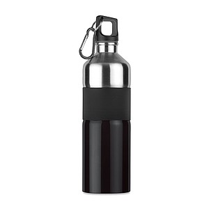 Dvoubarevná láhev na pití s karabinou, objem 750 ml, černá