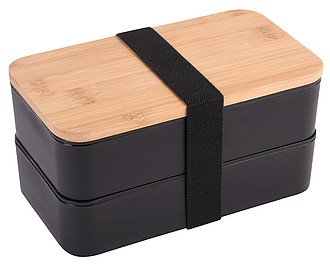 Dvoudílná krabička na oběd s příborem, černá