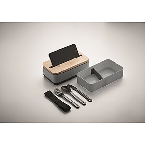 Dvoupatrová krabička na jídlo, modrošedá