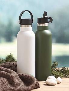 Dvoustěnná láhev na pití 700ml, s integrovaným brčkem, bílá