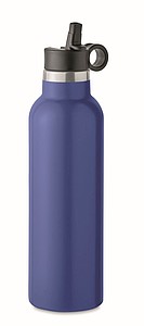 Dvoustěnná láhev na pití 700ml, s integrovaným brčkem, modrá