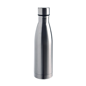 Dvoustěnná láhev na pití se šroubovacím víčkem, 500ml, stříbrná