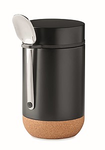 Dvoustěnná nádoba na jídlo se lžičkou, 400ml, černá