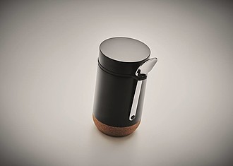 Dvoustěnná nádoba na jídlo se lžičkou, 400ml, černá