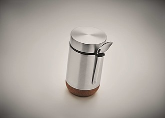 Dvoustěnná nádoba na jídlo se lžičkou, 400ml, stříbrná