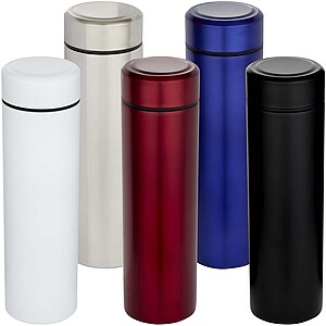 Dvoustěnná nerezová termoláhev o objemu 450 ml s čajovým sítkem, bílá