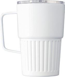 Dvoustěnný cestovní termohrnek z recyklované nerezové oceli 450 ml, bílá