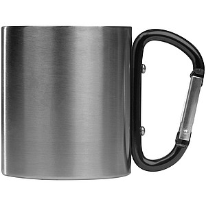 Dvoustěnný nerezový hrnek s černou karabinou, 200ml
