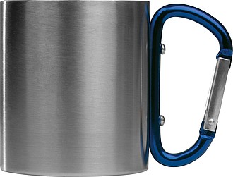 Dvoustěnný nerezový hrnek s modrou karabinou, 200ml