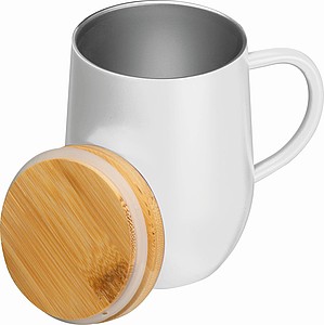 Dvoustěnný nerezový hrnek s víčkem, 300ml, bílý