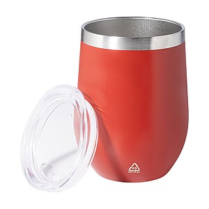 Dvoustěnný termo hrnek z recyklované nerezové oceli, 350 ml, červená