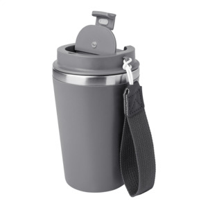 Dvoustěnný termohrnek s popruhem 350 ml, šedá