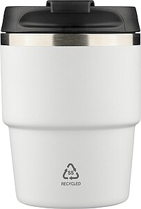 Dvoustěnný termohrnek z recyklované nerezové oceli, 175 ml, bílá