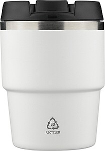 Dvoustěnný termohrnek z recyklované nerezové oceli, 175 ml, bílá