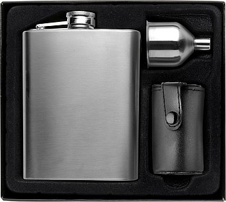 EDORAS Kapesní likérka se 4 panáky a trychtýřkem, objem 220 ml
