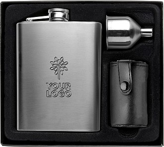 EDORAS Kapesní likérka se 4 panáky a trychtýřkem, objem 220 ml