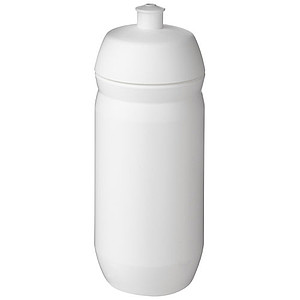 Fľaša na pitie 500 ml, telo je biele z pružného plastu, viečko je biele