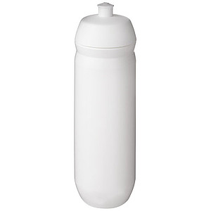 Fľaša na pitie 750 ml, telo je biele z pružného plastu, viečko je biele