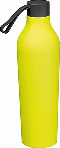 Fľaša na pitie s objemom 750 ml, nerezová, pogumovaná, žltá