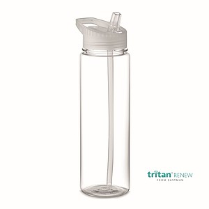 Fľaša na pitie so slamkou, 650 ml, Tritan Renew, transparentná