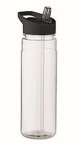Fľaša na pitie z RPET, 650ml, čierne viečko