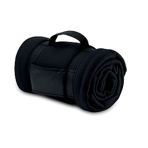 Fleecová deka s popruhom, čierna