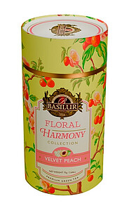 FLORAL Basilur Floral Harmony Velvet Peach papír 75 g - zelený čaj, ochucený, aromatizovaný, sypaný