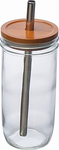 FROSON Velká sklenice na pití s víčkem a brčkem, objem 650 ml