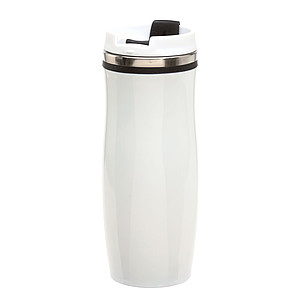 GAMA Bílý nerezový termohrnek s barevným pruhem, 400 ml, černá